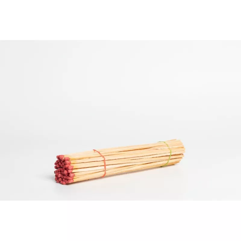 CERILLAS LARGAS MASSO 231124 de madera natural con cabezas rojas, paquete de 100 unidades.