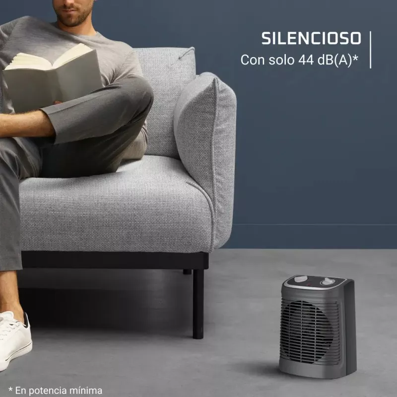 CALEFACTOR ROWENTA SO2330F2 INSTANT COMFORT 2400W compacto color negro con diseño moderno y alto rendimiento silencioso