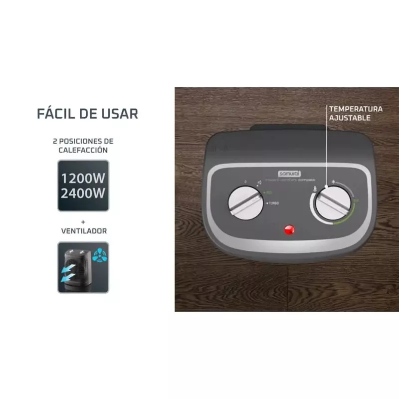 CALEFACTOR ROWENTA SO2330F2 INSTANT COMFORT 2400W con diseño compacto y botones de control de temperatura ajustable