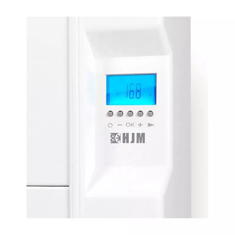 EMISOR HJM ESD 08 1000W SECO panel blanco con pantalla digital y controles táctiles para ajuste de temperatura