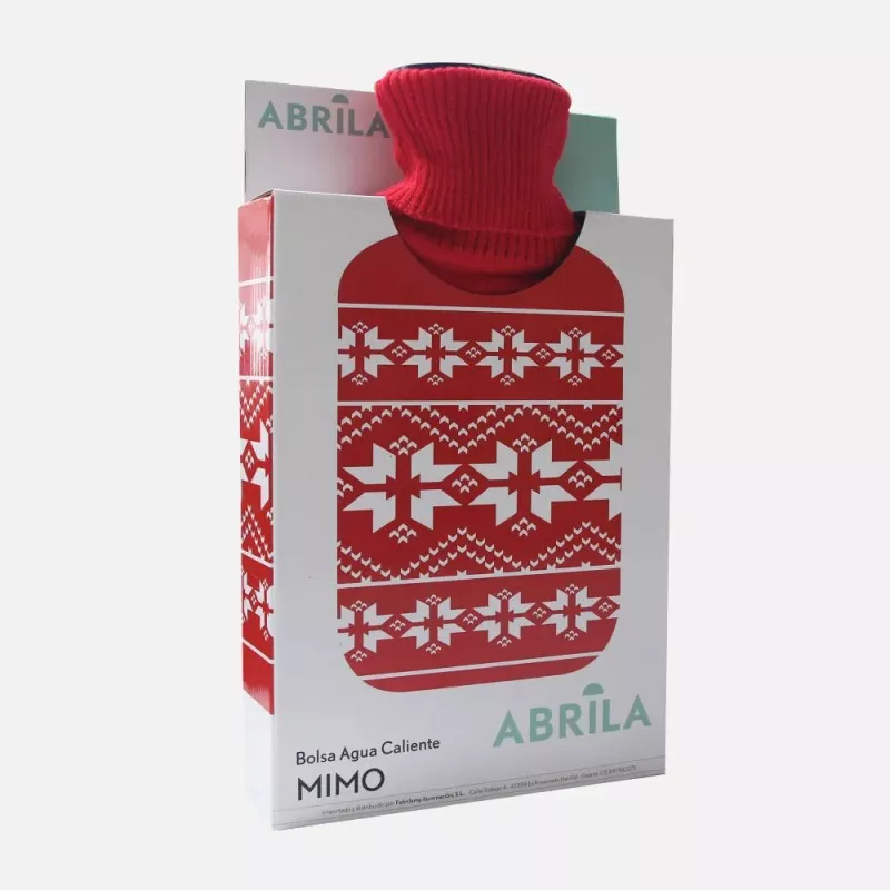 BOLSA FABRILAMP NAVIDAD roja con diseño navideño de copos de nieve y material suave y acolchado.