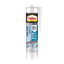 PATTEX SILICONA BAÑO-COCINA 280 ML BCO sellador blanco para juntas, resistente al agua y moho. Ideal para baño y cocina.