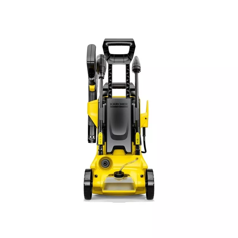 ALTA PRESION KARCHER K3 PROMO 380L/120 BARES limpiadora amarilla con diseño compacto y manguera retráctil.