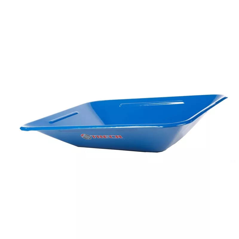 BANDEJA CARRETIL. OBRA AZUL 720 THECA de plástico azul con diseño ergonómico y bordes elevados para mayor capacidad.