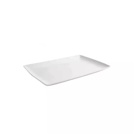 Bandeja Algarve 34x22 B4274 de porcelana blanca, rectangular y diseño minimalista para servir alimentos.