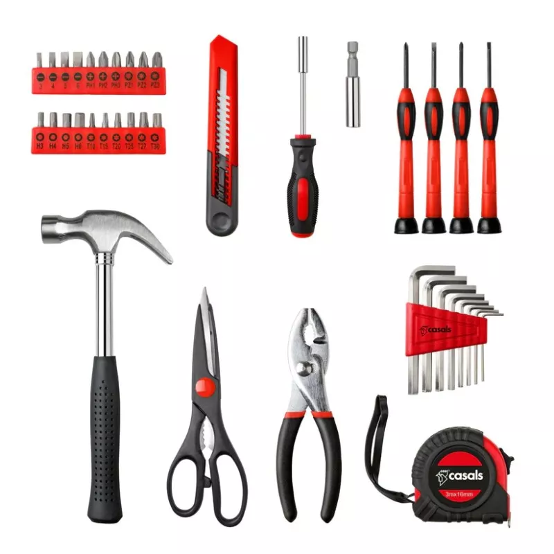 Maletín herramientas Casals HH39 39 piezas cromo vanadio con herramientas de acero y diseño ergonómico en rojo y negro