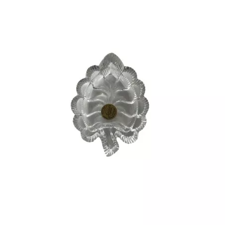 CENICERO COPELA FOUGERE de vidrio blanco con diseño de hoja y acabado brillante para decoración elegante.