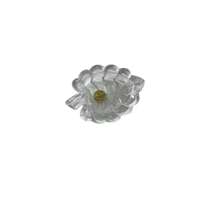 CENICERO COPELA FOUGERE de vidrio transparente con diseño de concha y acabado pulido ideal para decoración.