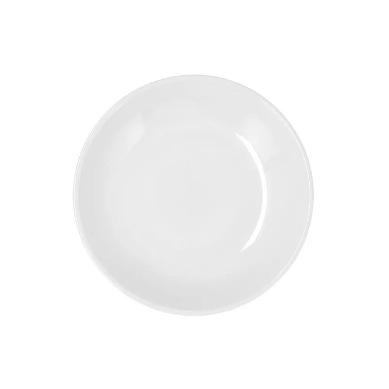 PLATO GLACIAL COUPE HONDO 21 de cerámica blanca con acabado brillante y diseño elegante para presentaciones.