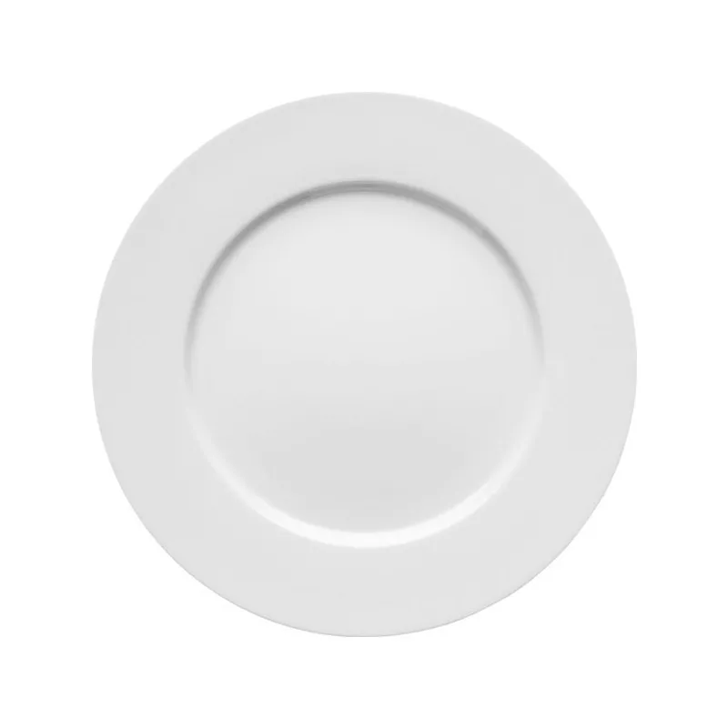 PLATO LLANO 25 CM. SELENA PRO PORVASAL en cerámica blanca con acabado brillante y diseño elegante para presentación de alimentos