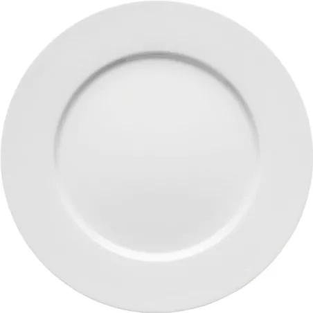 PLATO LLANO 25 CM. SELENA PRO PORVASAL en cerámica blanca con acabado brillante y diseño elegante para presentación de alimentos