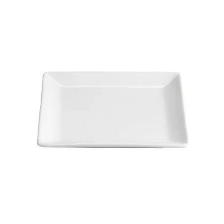 RABANERA MING 12X12 B2078V cuadrada blanca de cerámica con acabados lisos y bordes rectos para servir alimentos.