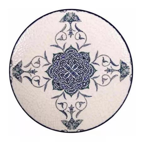 PLATO POSTRE 20 CM ROSETTA MONACO J26104 con diseño floral en tonos azul y blanco, acabado cerámico de alta calidad