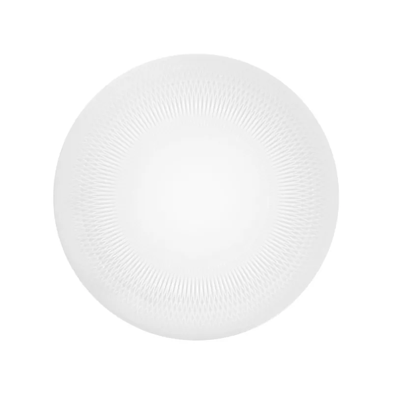 PLATO PRESENTACION 32 CM. UTOPIA blanco con diseño texturizado y acabado brillante, ideal para servir alimentos.