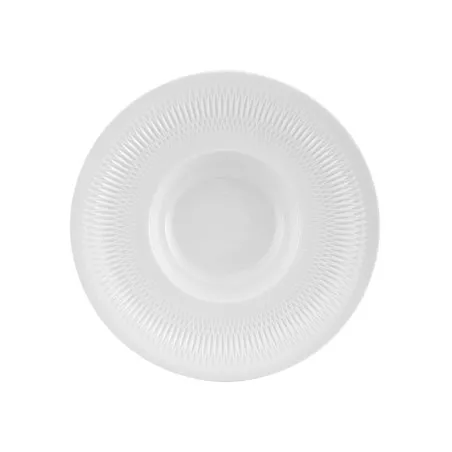 PLATO HONDO RISOTTO 27 CM. UTOPIA de cerámica blanca con diseño texturizado y borde decorativo elegante