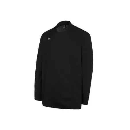 Chaquetilla unisex Monza 04123 negra T-S cocina profesional de poliéster con cierre asimétrico y diseño moderno.