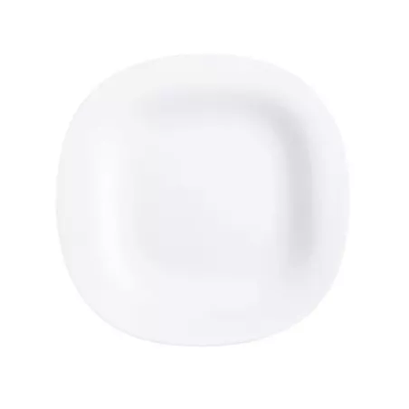 PLATO POSTRE CARINE BCO LUMINARC cuadrado de cerámica blanca con acabado brillante y diseño elegante para servir postres