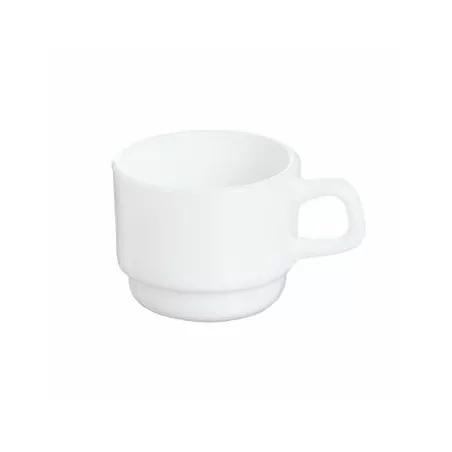 TAZA 8 MOKA RESTAURANT.BLANCO de cerámica blanca, diseño simple y elegante, ideal para café o té.