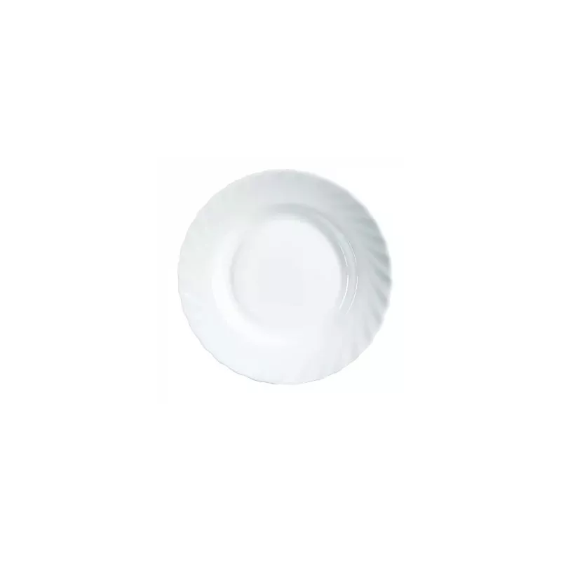 PLATO HONDO TRIANON BLANCO cerámica brillante, diseño elegante y borde texturizado, ideal para presentar sopas y guisos.