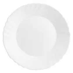 PLATO POSTRE 20 EBRO BORMIOLI ROCCO 8159117 blanco de vidrio con borde ondulado y diseño elegante.