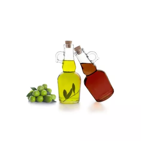 SET 2 UND. ACEITERA IBILI CRISTAL 250ML 713302 en vidrio transparente con tapón de corcho, diseño elegante y funcional.