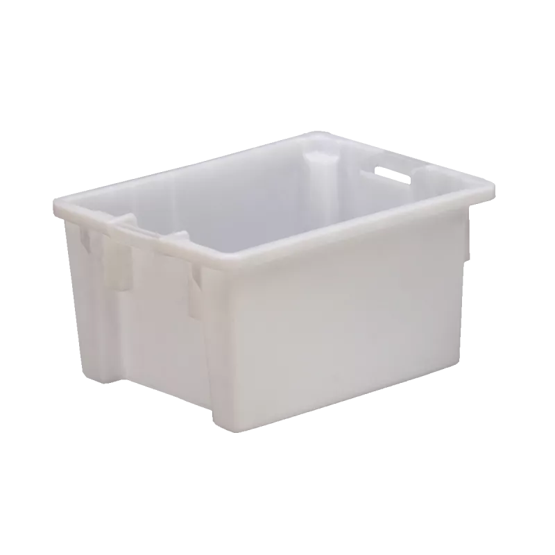 CAJA DENOX APILABLE 70350 35 L. de plástico blanco, diseño apilable y resistente para almacenamiento.