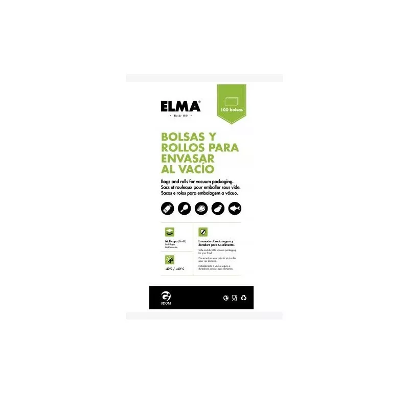 Bolsa envasar al vacío 13x45cm Udom 15159 larga, diseño resistente y apropiada para conservación de alimentos.