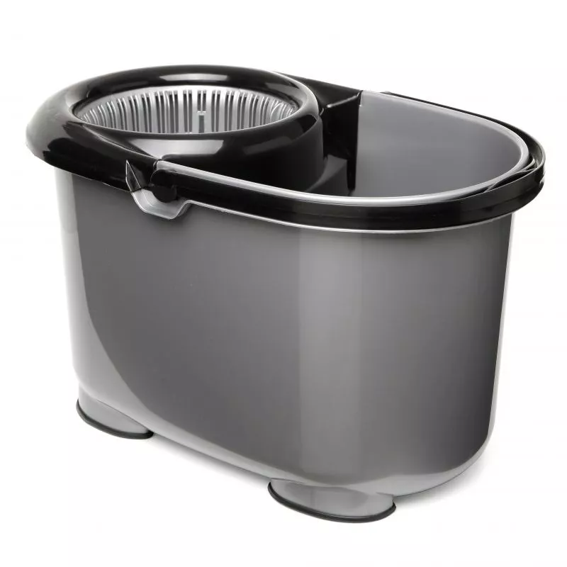 CUBO TATAY C/ESCU TWISTER 1103700 gris con escurridor integrado y diseño ergonómico para fácil manejo.