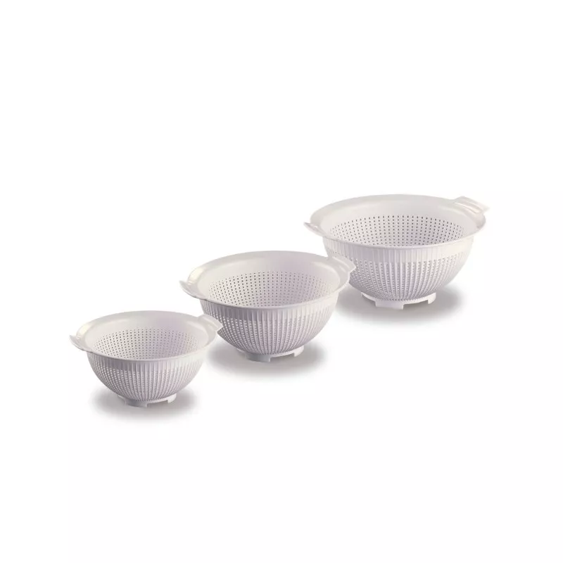 Escurridor redondo Araven 28 cm 4,5 L de polipropileno blanco, diseño funcional y ligero con agujeros para escurrir.