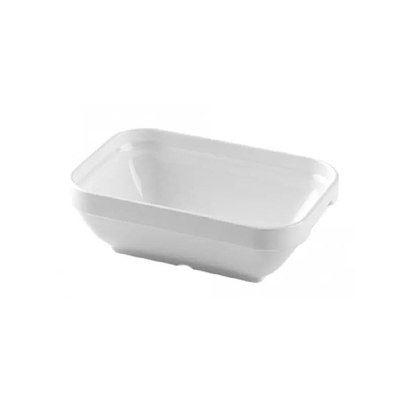 FUENTE RECT. AMC 13CM 10050130032 BCO. PC 250CC de plástico blanco con diseño rectangular y acabado liso.