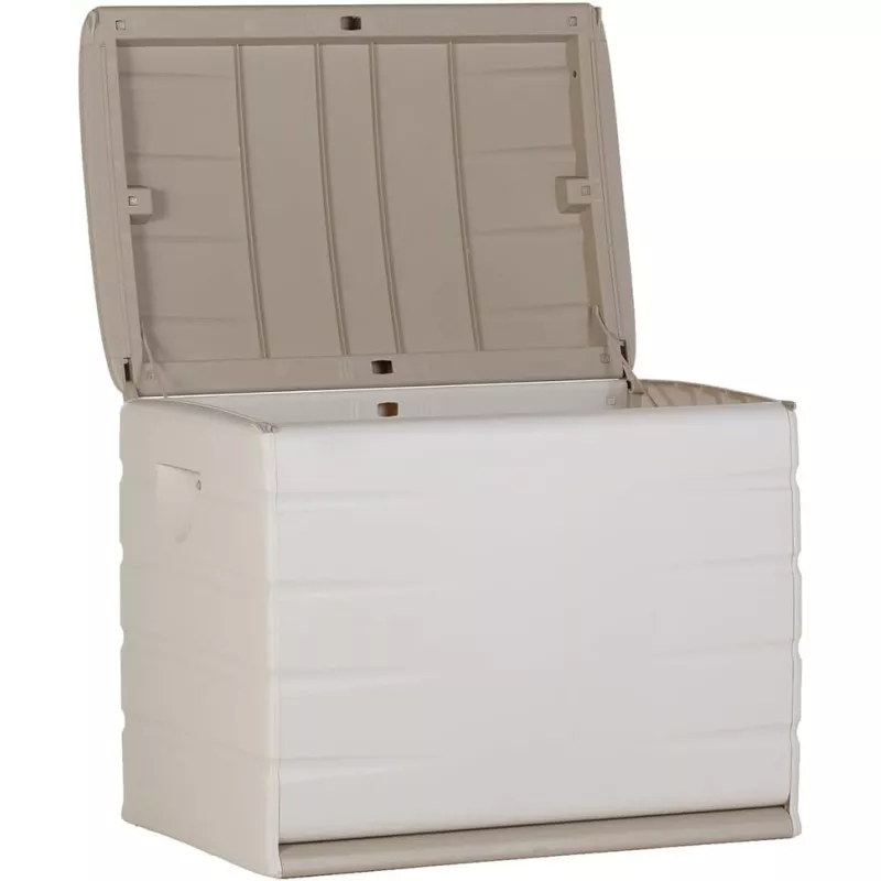BAUL PLASTIKEN 80*53*61 CM BEIG 97800 de plástico resistente con diseño rectangular y tapa a presión