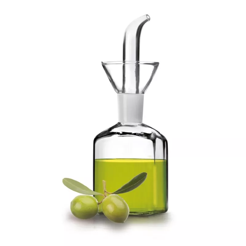 Aceitera IBILI cristal 500ml con diseño moderno y vertedor, ideal para aceite y vinagre.