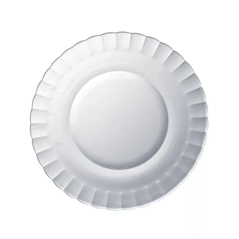 PLATO DURALEX PARIS LLANO T-32-3023AF de vidrio transparente con diseño clásico y borde acanalado, diámetro de 26 cm