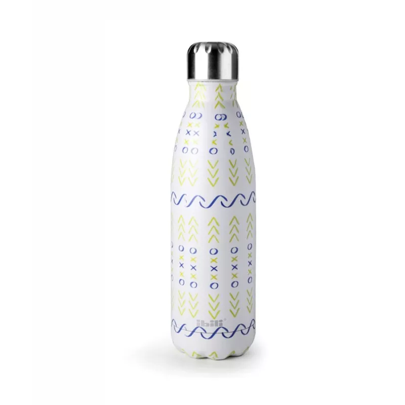 Botella termo doble pared 0,5L Ibili Olatu 758450O inox con diseño colorido y acabado en acero inoxidable pulido