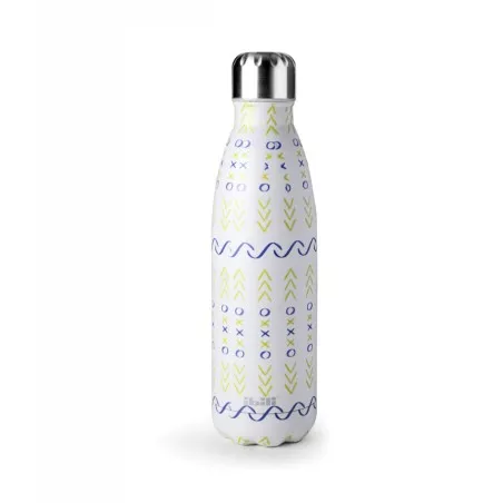Botella termo doble pared 0,5L Ibili Olatu 758450O inox con diseño colorido y acabado en acero inoxidable pulido