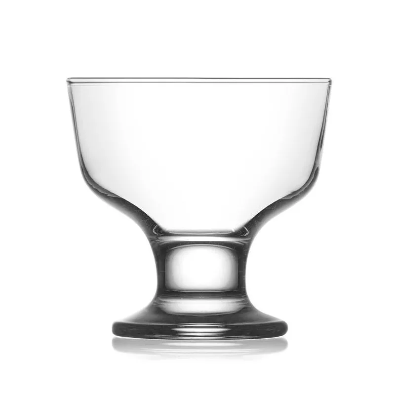 COPA HELADO DESTINA DES55 280CC V. VALLE de cristal transparente con base ancha y diseño clásico para postres.