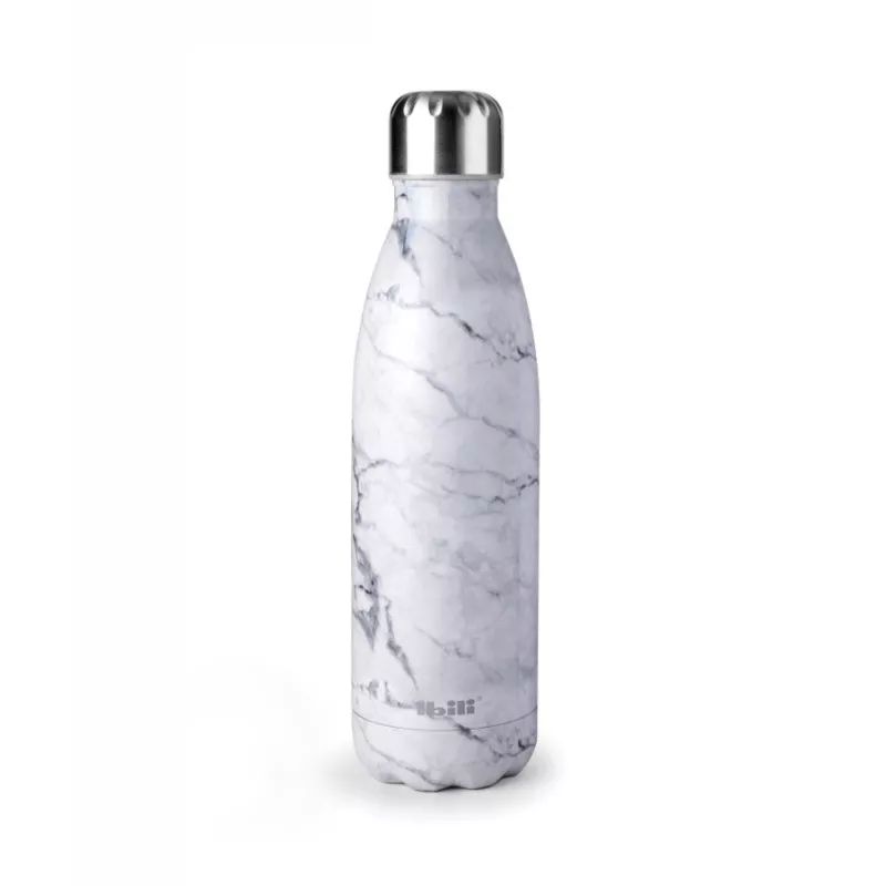 Botella termo doble pared 0,5L Ibili Marble 758450H inox con diseño de mármol y acabado en acero inoxidable brillante