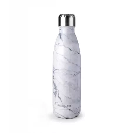 Botella termo doble pared 0,5L Ibili Marble 758450H inox con diseño de mármol y acabado en acero inoxidable brillante