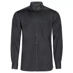 Camisa cuello mao Monza 02139 hombre ML negra T-03 de algodón, diseño elegante y acabado suave, ideal para ocasiones formales.