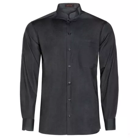 Camisa cuello mao Monza 02139 hombre ML negra T-03 de algodón, diseño elegante y acabado suave, ideal para ocasiones formales.