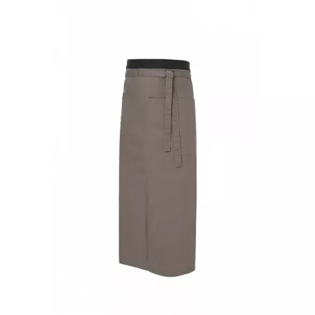 Delantal francés camarero Monza 06426 marrón de polipiel con cinta, diseño práctico y resistente para servicio.