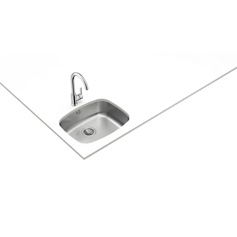 FREGADERO BAJO EB BE 50*40 CUADRADO de acero inoxidable con acabado pulido y diseño moderno para cocina.