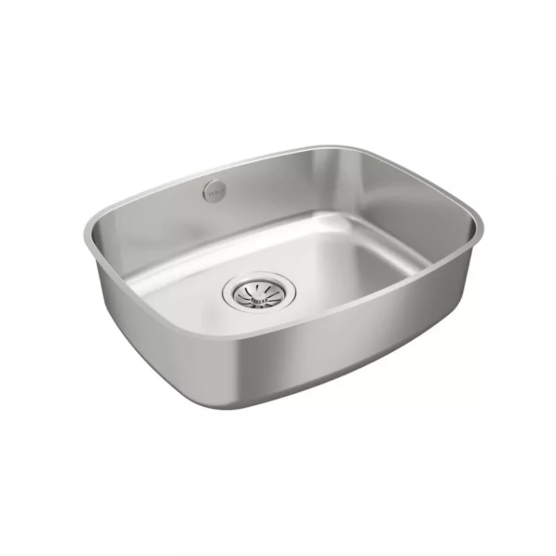 FREGADERO BAJO EB BE 50*40 CUADRADO de acero inoxidable, diseño cuadrado con acabado pulido y desagüe central.