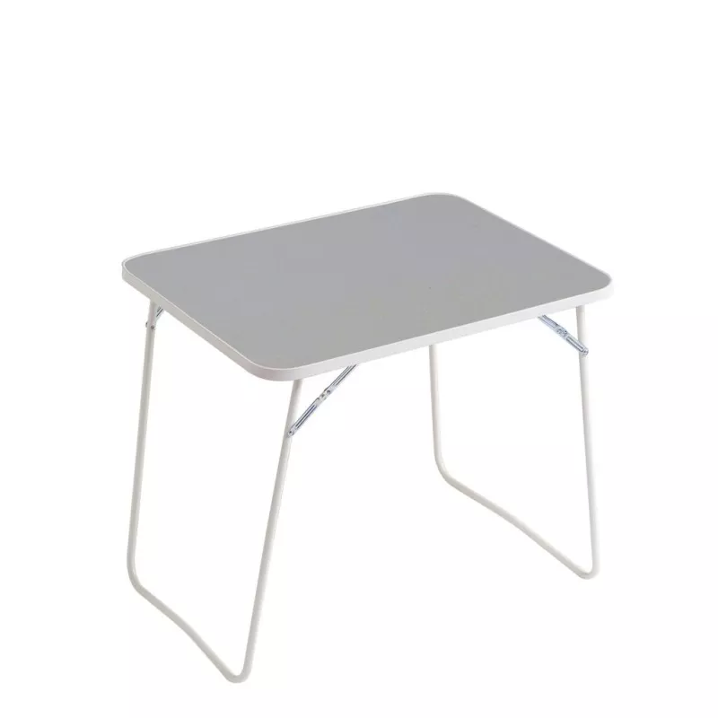 Mesa plegable de jardín y camping Alco 125B 80x60 cm en color gris, estructura metálica y diseño compacto.