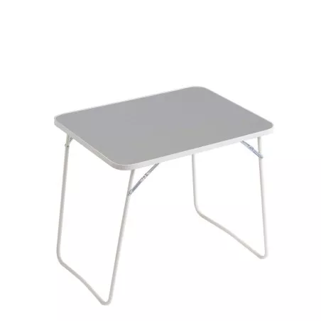 Mesa plegable de jardín y camping Alco 125B 80x60 cm en color gris, estructura metálica y diseño compacto.