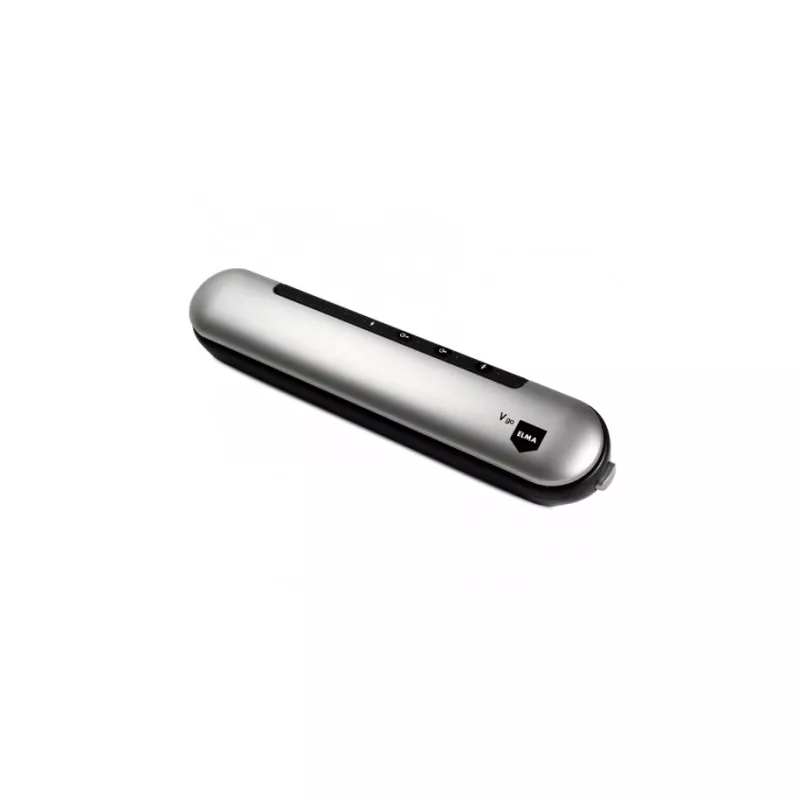 Envasadora al vacío portátil automática Elma V GO 15050 de diseño elegante en color plata, compacta y eficiente.
