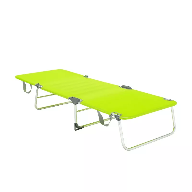 Cama de playa baja Alco 1060ALF fibreline verde, ligera y resistente, estructura metálica y tejido fácil de limpiar.