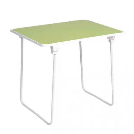 Mesa plegable de camping Alco 117BV 80x60 cm verde con estructura metálica y superficie resistente, ideal para exteriores