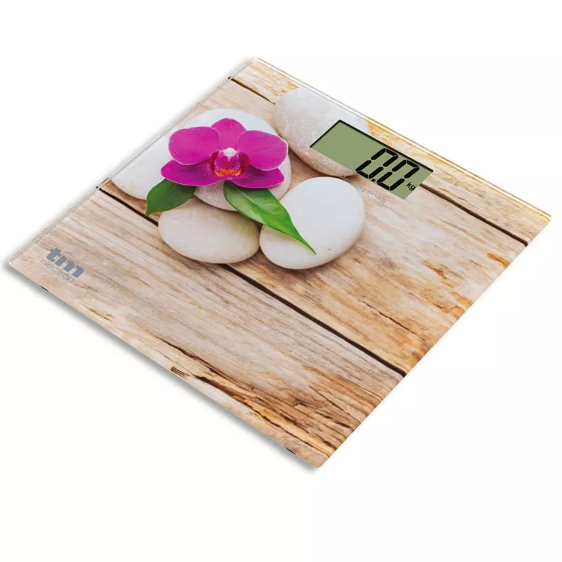 Báscula de baño TM Electron TMPBS014 Zen – cristal templado, diseño ultra delgado 23 mm, hasta 150 kg