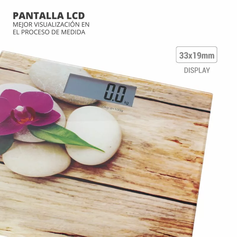 Báscula de baño TM Electron TMPBS014 Zen – cristal templado, diseño ultra delgado 23 mm, hasta 150 kg